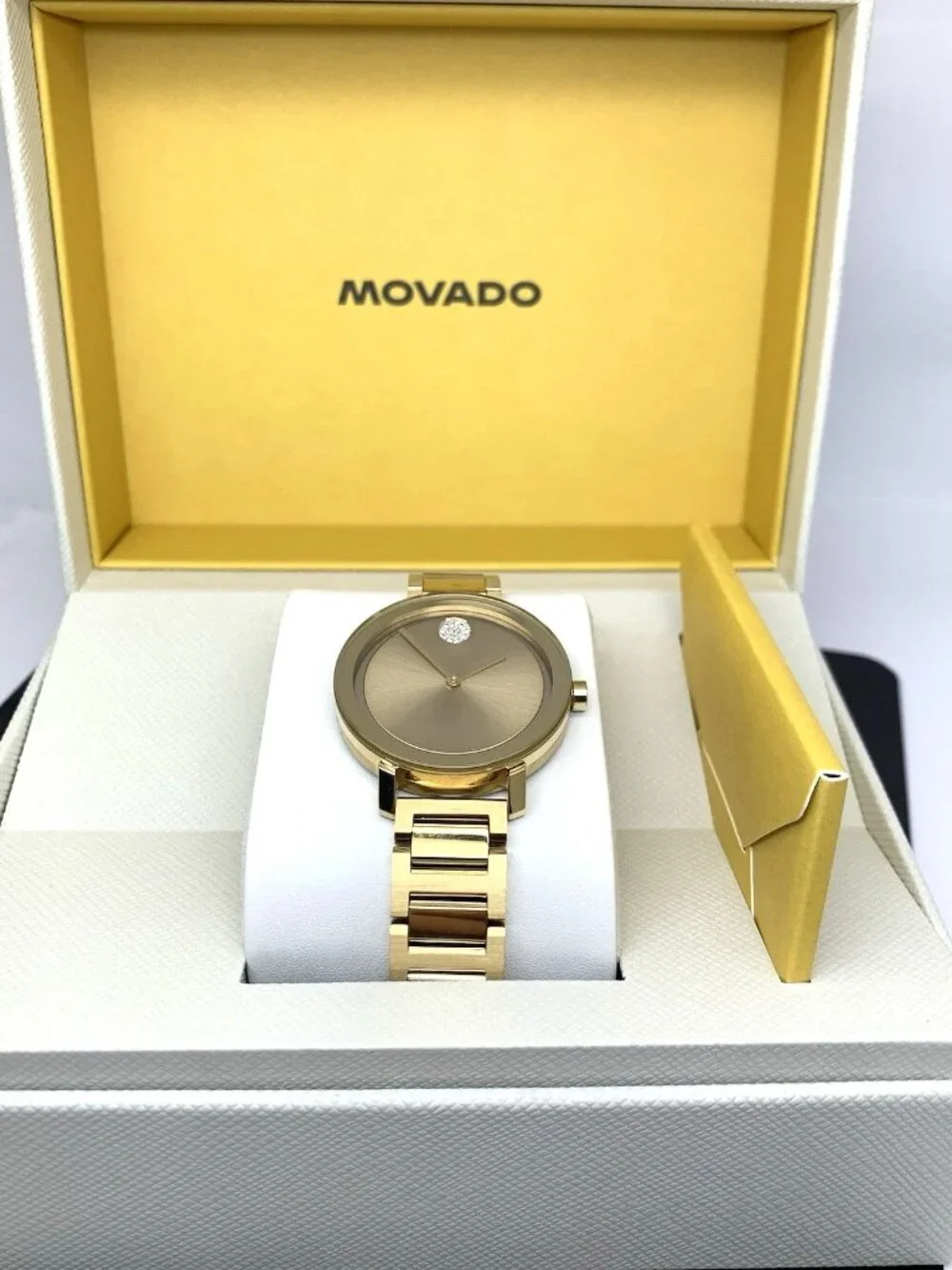 Movado Women's Watch 3600823 Bold Evolution Gold Dial Swiss Quartz Steel 34mm